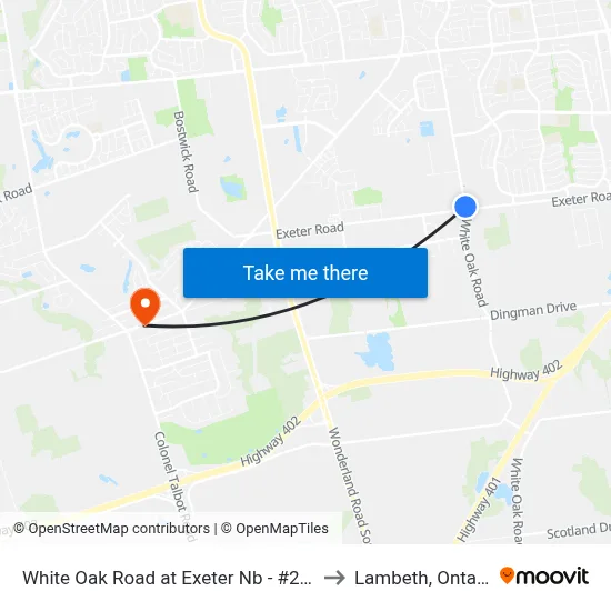 White Oak Road at Exeter Nb - #2906 to Lambeth, Ontario map