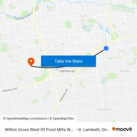 Wilton Grove West Of Pond Mills Wb - #2299 to Lambeth, Ontario map
