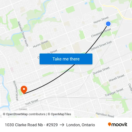1030 Clarke Road Nb - #2929 to London, Ontario map