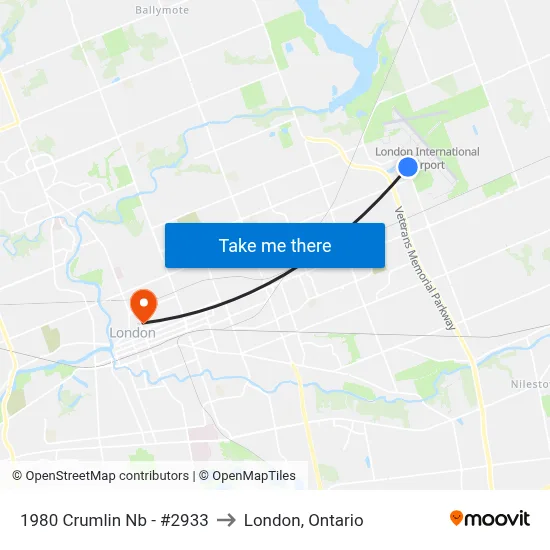 1980 Crumlin Nb - #2933 to London, Ontario map