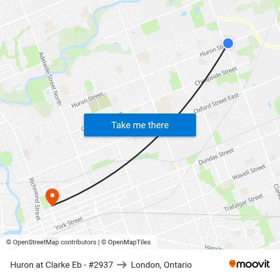 Huron at Clarke Eb - #2937 to London, Ontario map