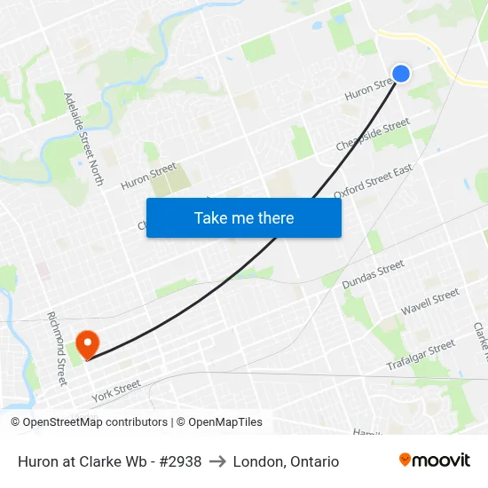 Huron at Clarke Wb - #2938 to London, Ontario map