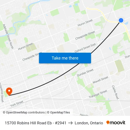 15700 Robins Hill Road Eb - #2941 to London, Ontario map