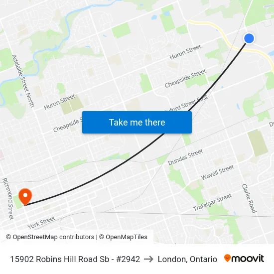 15902 Robins Hill Road Sb - #2942 to London, Ontario map