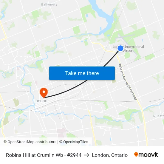 Robins Hill at Crumlin Wb - #2944 to London, Ontario map