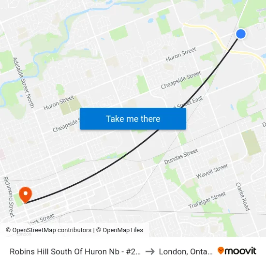 Robins Hill South Of Huron Nb - #2946 to London, Ontario map