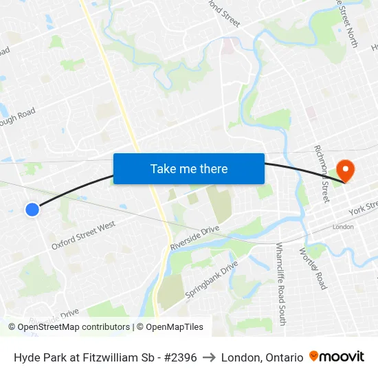 Hyde Park at Fitzwilliam Sb - #2396 to London, Ontario map