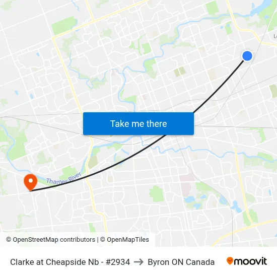 Clarke at Cheapside Nb - #2934 to Byron ON Canada map