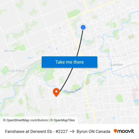 Fanshawe at Derwent Eb - #2227 to Byron ON Canada map