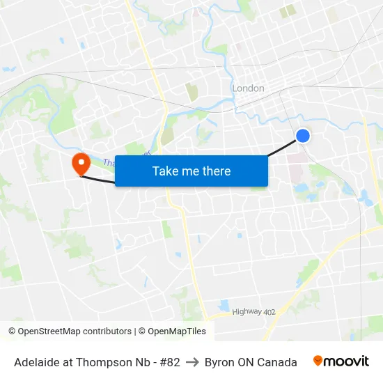 Adelaide at Thompson Nb - #82 to Byron ON Canada map