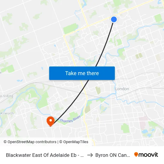 Blackwater East Of Adelaide Eb - #255 to Byron ON Canada map