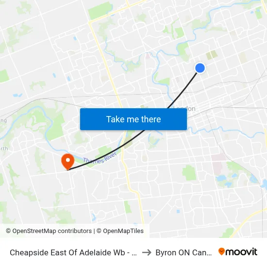 Cheapside East Of Adelaide Wb - #346 to Byron ON Canada map