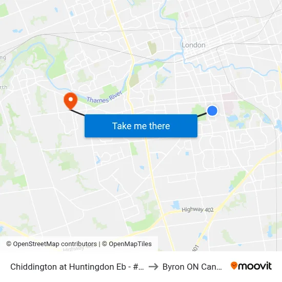 Chiddington at Huntingdon Eb - #385 to Byron ON Canada map