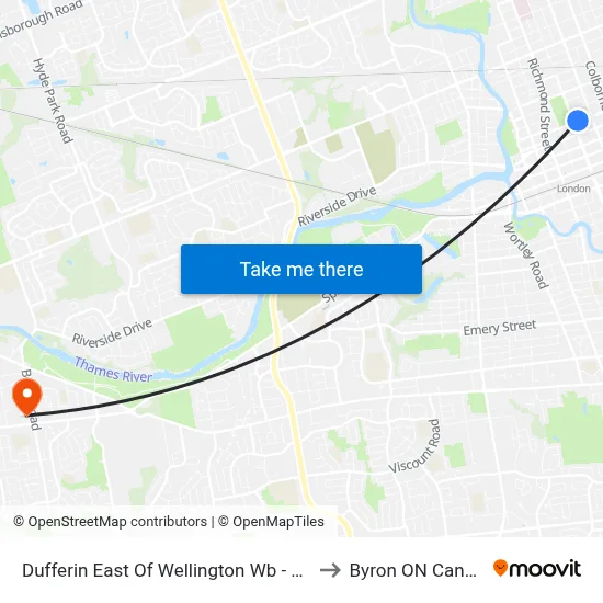 Dufferin East Of Wellington Wb - #535 to Byron ON Canada map