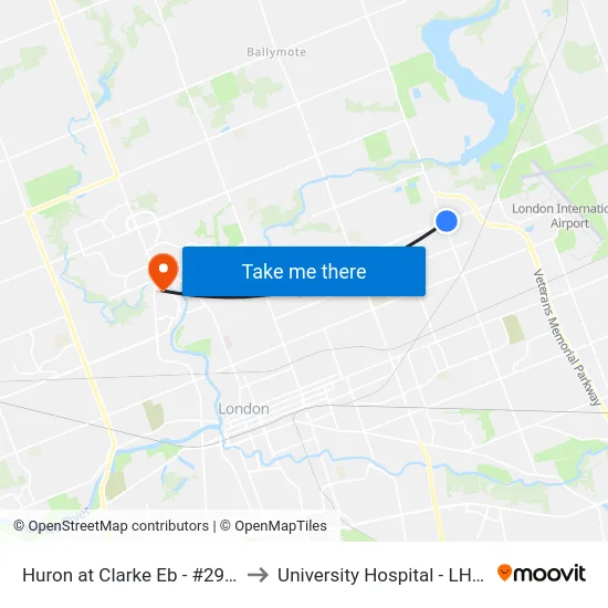 Huron at Clarke Eb - #2937 to University Hospital - LHSC map