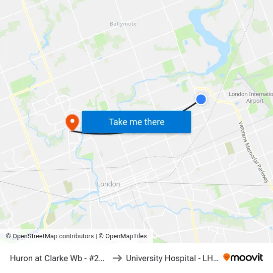 Huron at Clarke Wb - #2938 to University Hospital - LHSC map