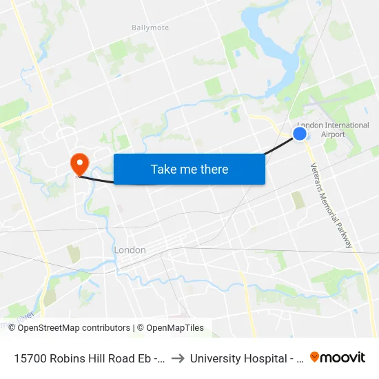 15700 Robins Hill Road Eb - #2941 to University Hospital - LHSC map