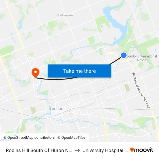Robins Hill South Of Huron Nb - #2946 to University Hospital - LHSC map