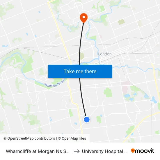 Wharncliffe at Morgan Ns Sb - #2961 to University Hospital - LHSC map