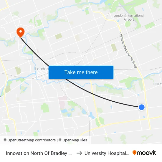 Innovation North Of Bradley Sb - #2990 to University Hospital - LHSC map