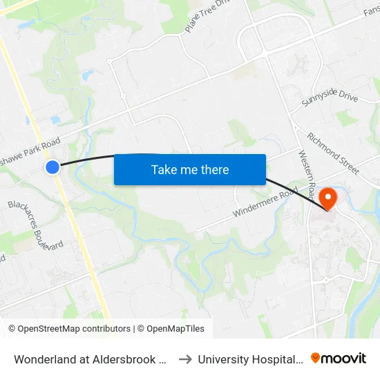 Wonderland at Aldersbrook Nb - #2980 to University Hospital - LHSC map