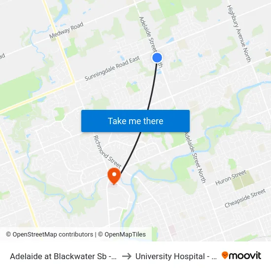 Adelaide at Blackwater Sb - #2693 to University Hospital - LHSC map