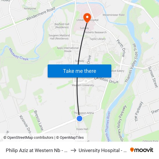 Philip Aziz at Western Nb - #2785 to University Hospital - LHSC map