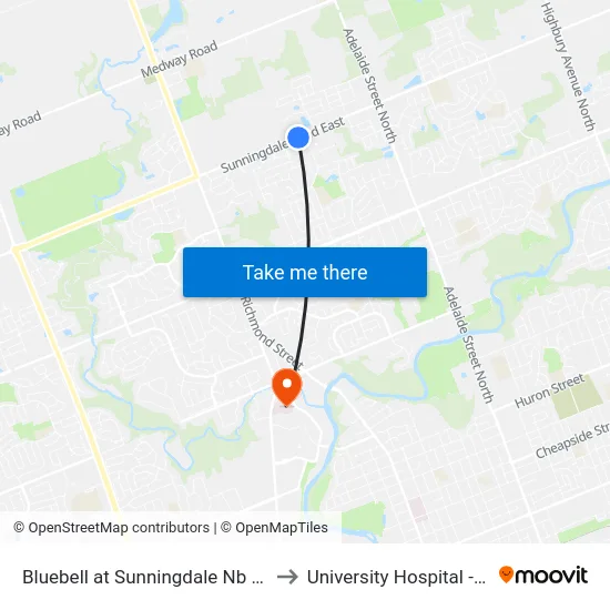 Bluebell at Sunningdale Nb - #2309 to University Hospital - LHSC map