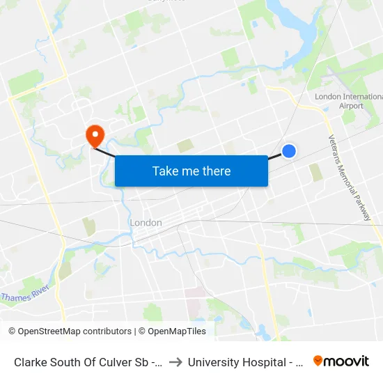 Clarke South Of Culver Sb - #400 to University Hospital - LHSC map