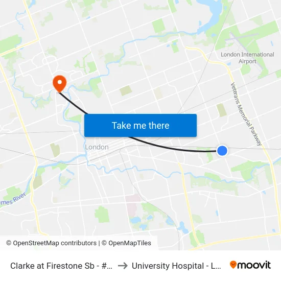 Clarke at Firestone Sb - #405 to University Hospital - LHSC map