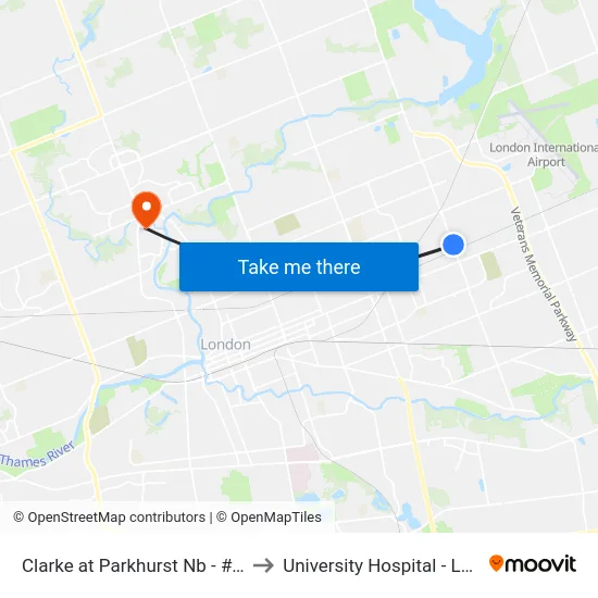 Clarke at Parkhurst Nb - #410 to University Hospital - LHSC map