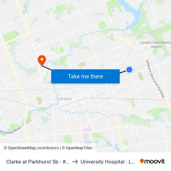 Clarke at Parkhurst Sb - #411 to University Hospital - LHSC map