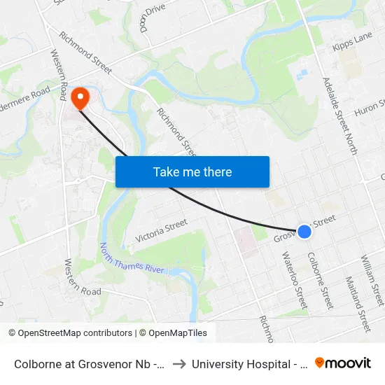 Colborne at Grosvenor Nb - #2798 to University Hospital - LHSC map