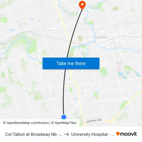 Col Talbot at Broadway Nb - #2508 to University Hospital - LHSC map