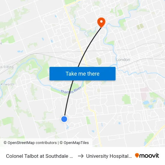 Colonel Talbot at Southdale Nb - #2619 to University Hospital - LHSC map