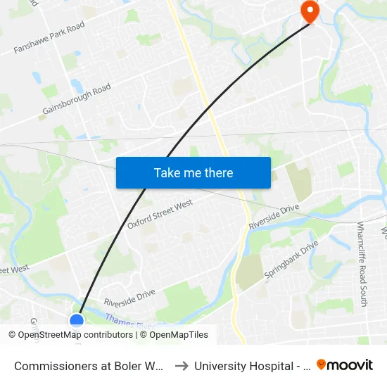 Commissioners at Boler Wb - #448 to University Hospital - LHSC map