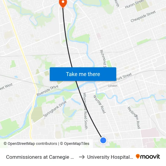 Commissioners at Carnegie Wb - #2803 to University Hospital - LHSC map