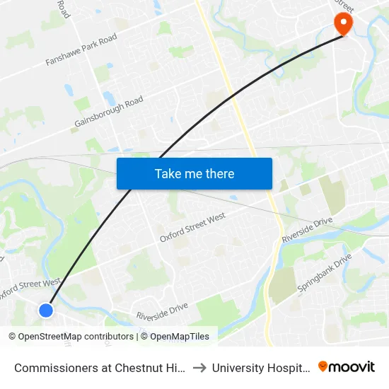 Commissioners at Chestnut Hill 2 Sb - #2534 to University Hospital - LHSC map