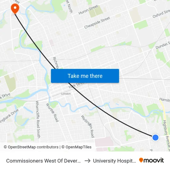Commissioners West Of Deveron 2 Wb - #452 to University Hospital - LHSC map
