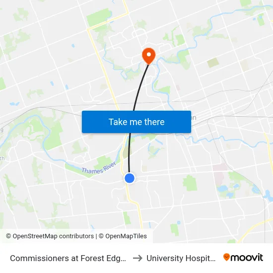 Commissioners at Forest Edge Wb - #2464 to University Hospital - LHSC map