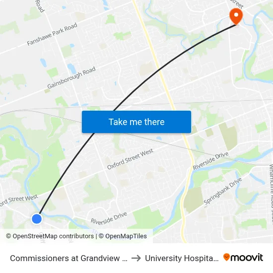 Commissioners at Grandview Wb - #2536 to University Hospital - LHSC map