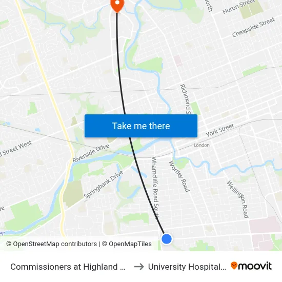 Commissioners at Highland Wb - #2807 to University Hospital - LHSC map