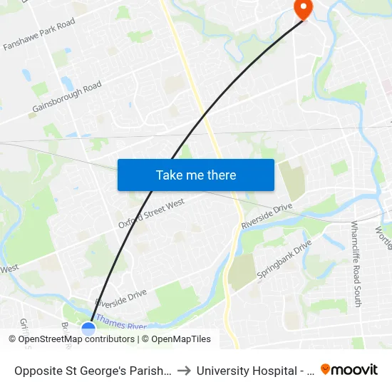 Opposite St George's Parish - #468 to University Hospital - LHSC map