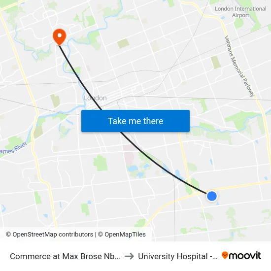 Commerce at Max Brose Nb - #2613 to University Hospital - LHSC map
