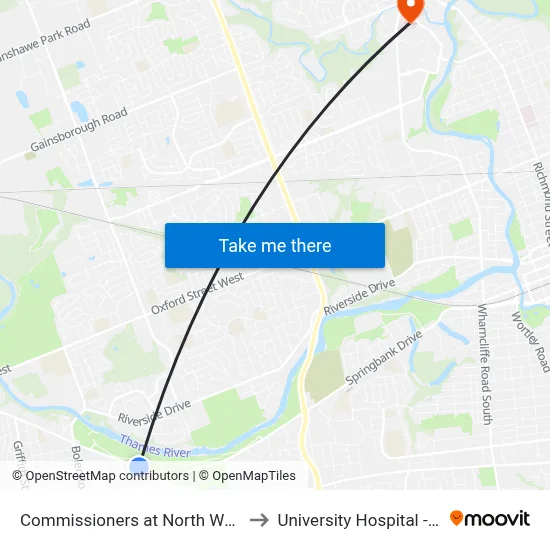 Commissioners at North Wb - #472 to University Hospital - LHSC map