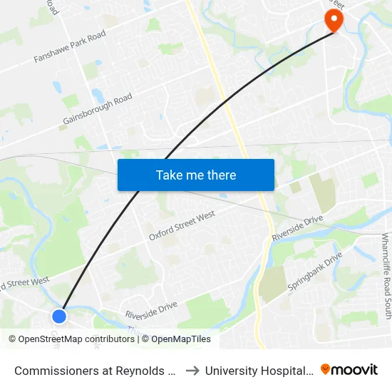 Commissioners at Reynolds Sb - #2538 to University Hospital - LHSC map