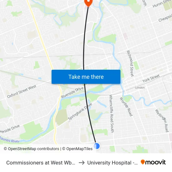 Commissioners at West Wb - #2759 to University Hospital - LHSC map