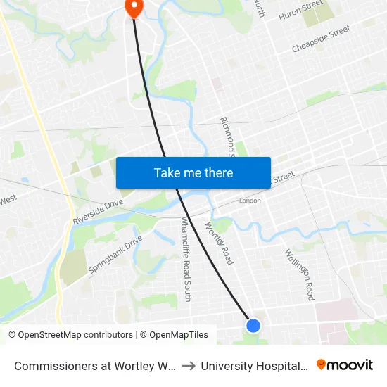 Commissioners at Wortley Wb - #2815 to University Hospital - LHSC map