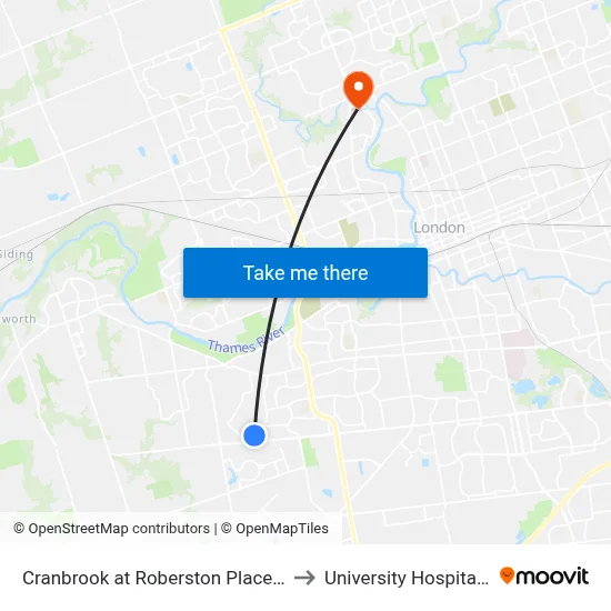 Cranbrook at Roberston Place Eb - #2623 to University Hospital - LHSC map