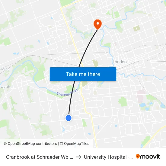 Cranbrook at Schraeder Wb - #2624 to University Hospital - LHSC map